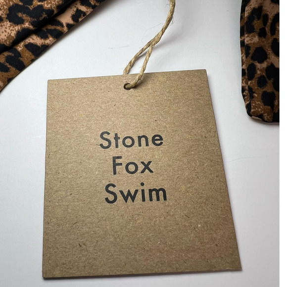 NWT Stone Fox Swim June Knotted Bikini Bottom, Leopard Print, Sahara, size XS - Picture 13 of 15